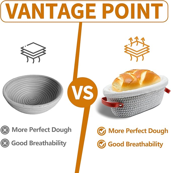 Cotton Rope Banneton Bread Proofing Basket Setï¼? Pack Oval Cottonbanneton Bread Proofing Basket Set Bowls With Liners，Sourdough Bread Baking Supplies