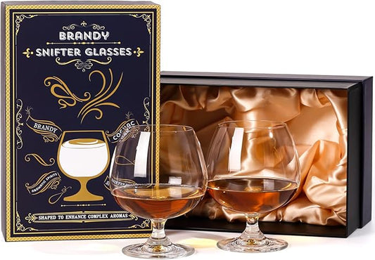 Physkoa 22 oz Large Brandy Snifter Glasses ??Set of 2 Gift Boxed Short Stem Giant Brandy & Cognac Glasses for Bourbon, Scotch, Tequila, Rum, Beer & Spirits