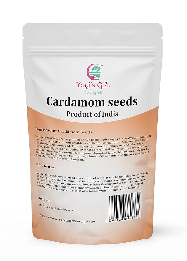 Cardamom Seeds 1 LB Bulk Pack | Decorticated Cardamon Seeds | Rich Fragrant Seeds for Tasty Beverages | by Yogi's Gift ®