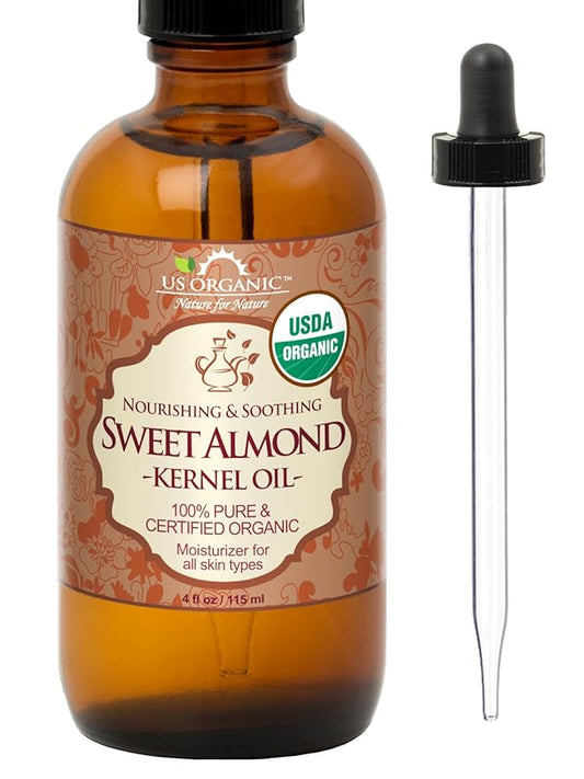 US Organic Sweet Almond Kernel Oil, USDA Certified Organic,100% Pure & Natural, Cold Pressed