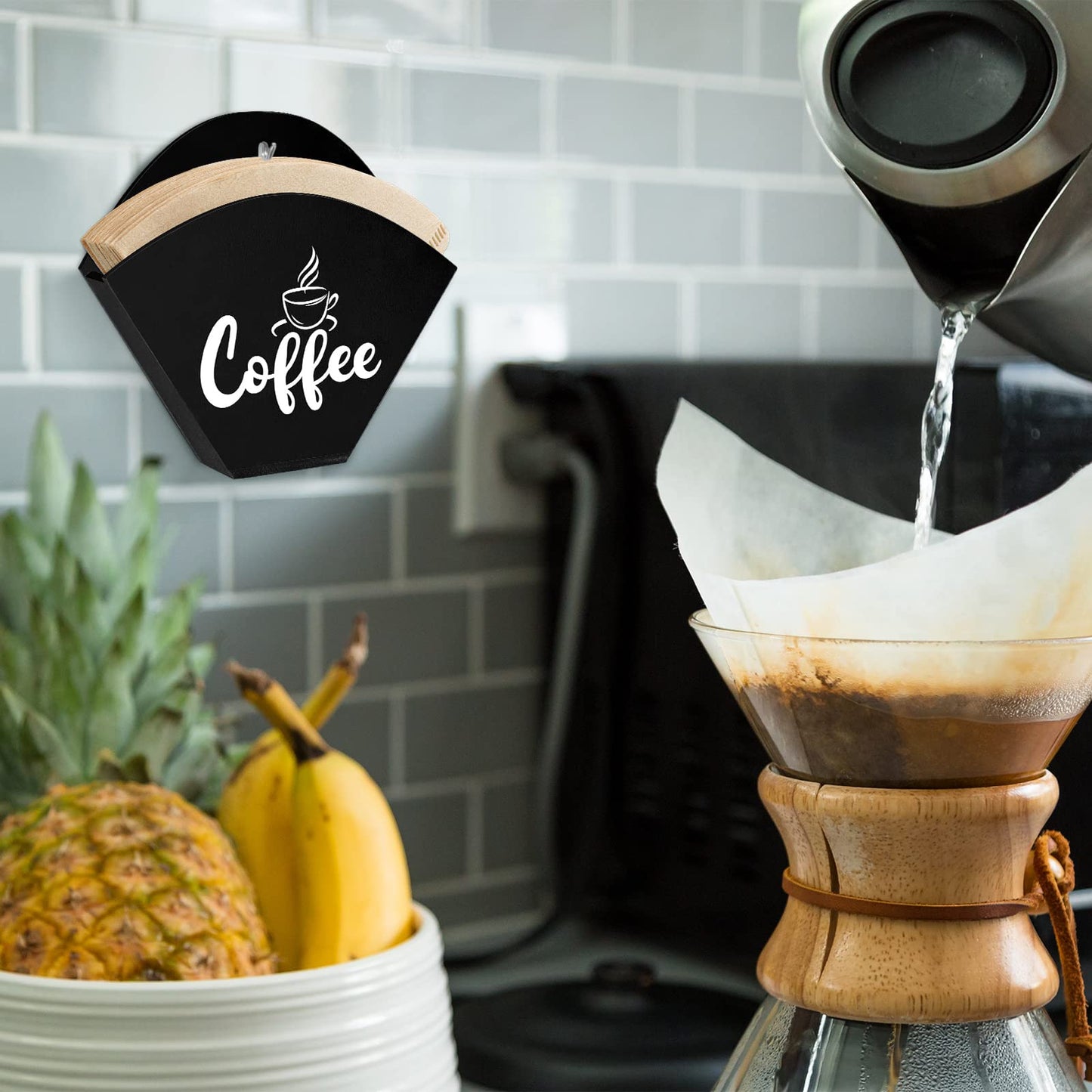 Yalikop Cone Coffee Filter Holder Farmhouse Filter Storage Container Wall-mount Vintage Paper
