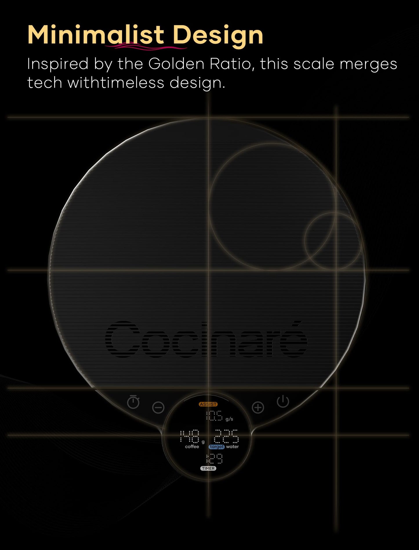 Cocinare Balance Lite Coffee Scale with Timer, 3kg/0.1g Precision Digital Scale for Pour-Over