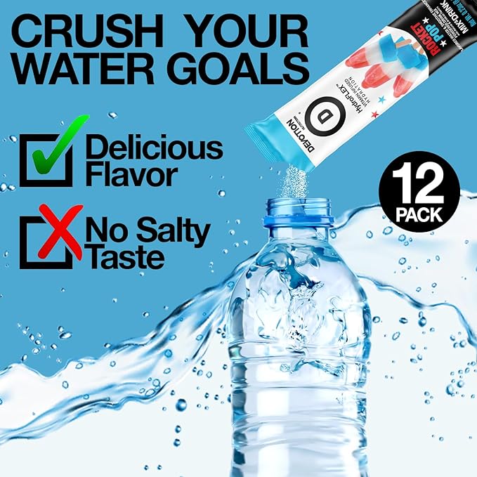 Devotion Nutrition HydroFLEX Water Flavoring Packets ??Sugar-Free Hydration with Vitamins & Electrolytes ??Dye-Free, Gluten-Free (Rocket Pop) 12-Pack Drink Mix