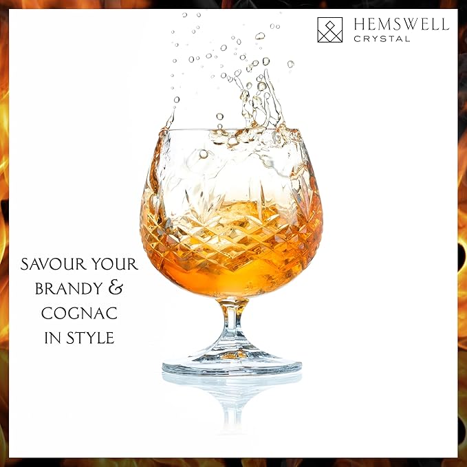 Single Brandy Snifter Cognac Glass - Small Snifter Glasses for Scotch, Brandy or Whisky - Elegant and Exquisite Cognac Balloon Glass - European Crystal 8.5oz - Wicklow Design