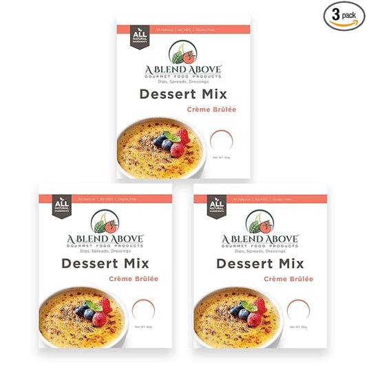 A Blend Above Creme Brulee No-Bake Dessert Mix, 3 Pack, No-Bake Cheesecake, Fruit Dip, Dessert Mix, Bagel Topping, Frosting, Cheesecake Filling, Quick and Easy to Make, Makes 16 Ounces, Cream Cheese,