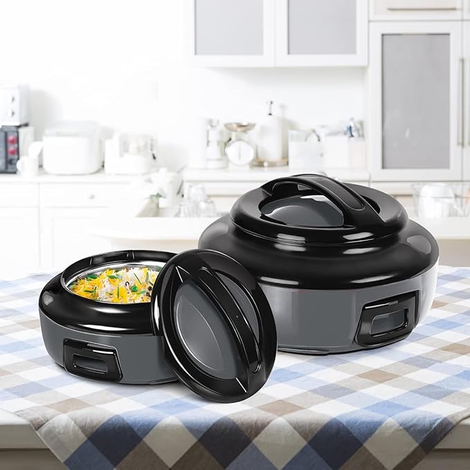 Casserole Ernesto Inner Stainless Steel Jr. Casserole Set of 3 (420 ml, 850 ml, 1.43 litres), Grey | Easy to Carry | Serving | Stackable
