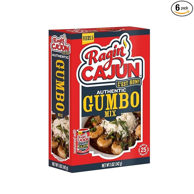 Ragin' Cajun Authentic Gumbo Mix - 5 oz Box, Pack of 6, No MSG, Authentic Louisiana Creole Soup Base for Chicken, Sausage & Seafood
