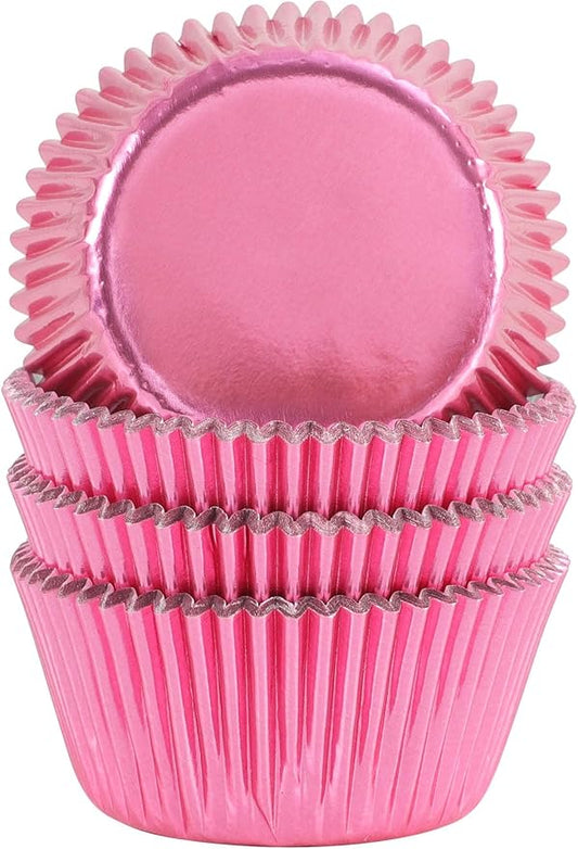 Gifbera Standard Pink Foil Cupcake Liners Wrappers Baking Cups for Baking 100 Count, Pink