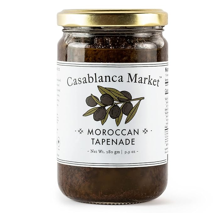 Casablanca Market Black Olives Tapenade Spread All Natural Olive Tapenade Black Olive Spread Gluten Free Olives Non GMO Vegan Plant Based - No Preservatives or Added Sugars (eBook included)