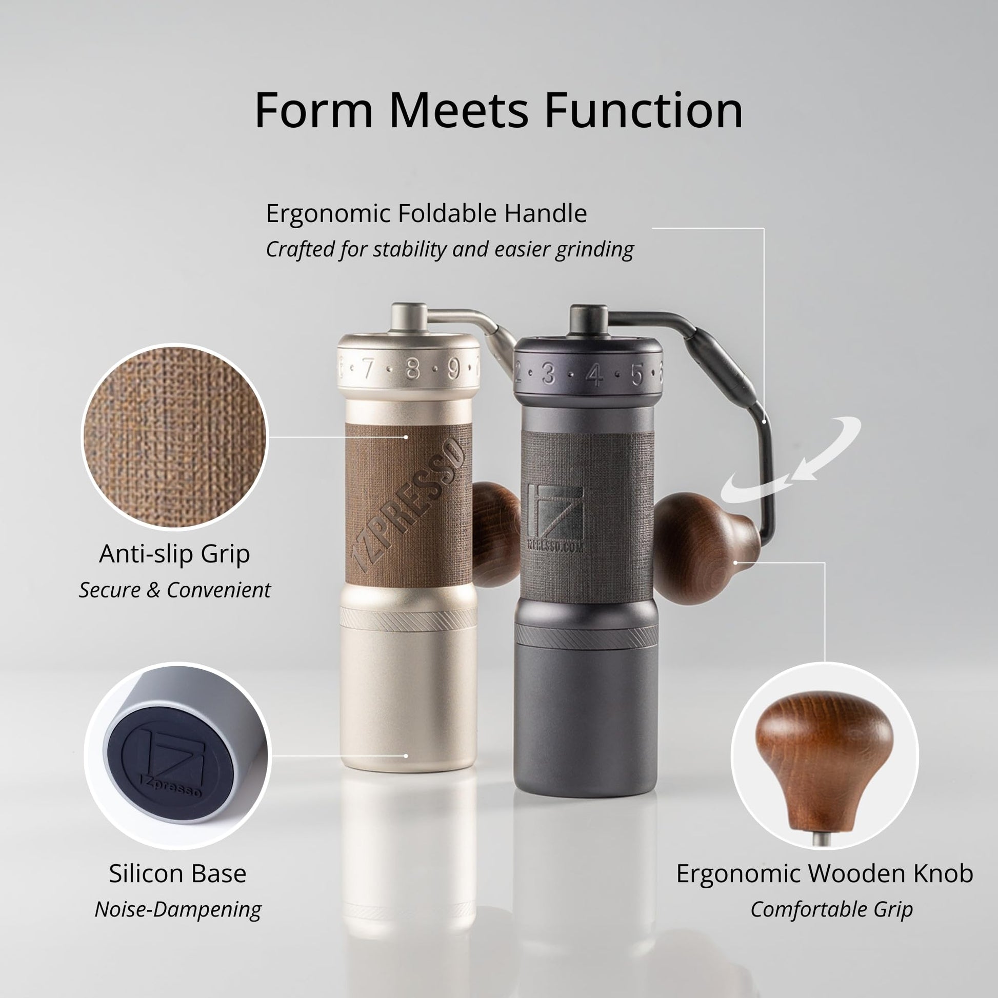 1Zpresso K-Ultra Manual Coffee Grinder Iron Gray with Carrying Case, Assembly Consistency Grind