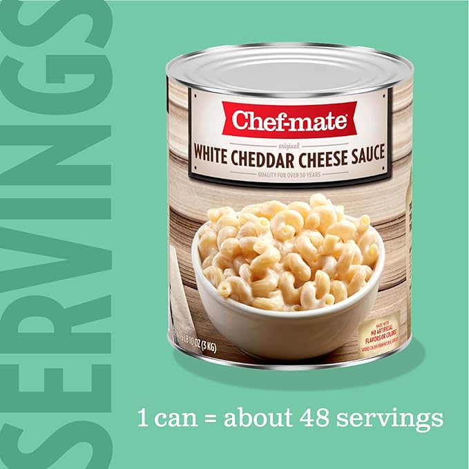 Chef-mate White Cheddar Cheese Sauce and Queso, Canned Food for Mac and Cheese, 6 lb 10 oz (Pack of 1)
