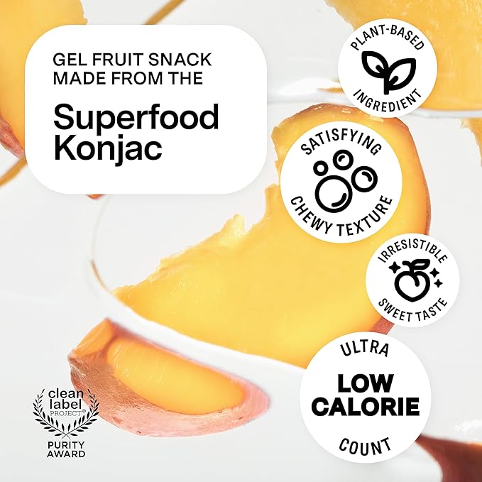 Dally Peach Drinkable Konjac Jelly (10 Pouches) ??10-Calorie, Zero Sugar Korean Fruit Snack ??Prebiotics & Postbiotics for Skin, Immune & Weight Management