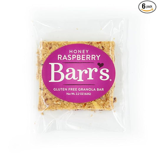 Mrs. Barr’s Natural Foods Granola Bars | Honey Raspberry | Certified Organic Gluten Free Oats | Soft Texture | Small Batch | Gourmet Quality | Real Ingredients | 2.2 Ounces (6 Pack)
