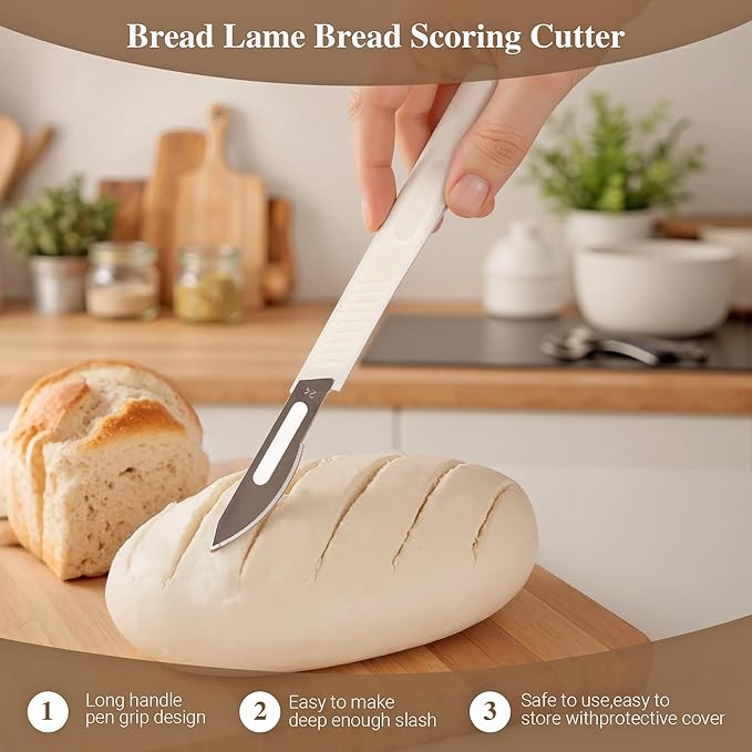Sourdough Bread Proofing Basket Kit,9" Round and 10" Oval Banneton Basket with Liners & Covers,Bread Baking Supplies with Bread Lame, Dough Whisk, Brush,Bowl Scraper,Brush and Scraper