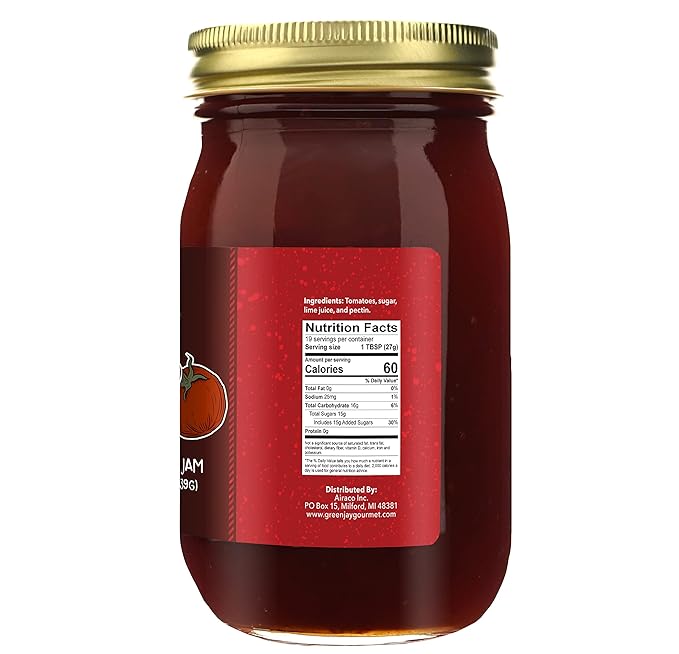 Green Jay Gourmet Tomato Jam - Tomato Ketchup Alternative - Premium Tomato Jelly - Sweet & Savory Tomato Spread & Jam Preserves - Vegan, Gluten Free Jam - 19 Ounces