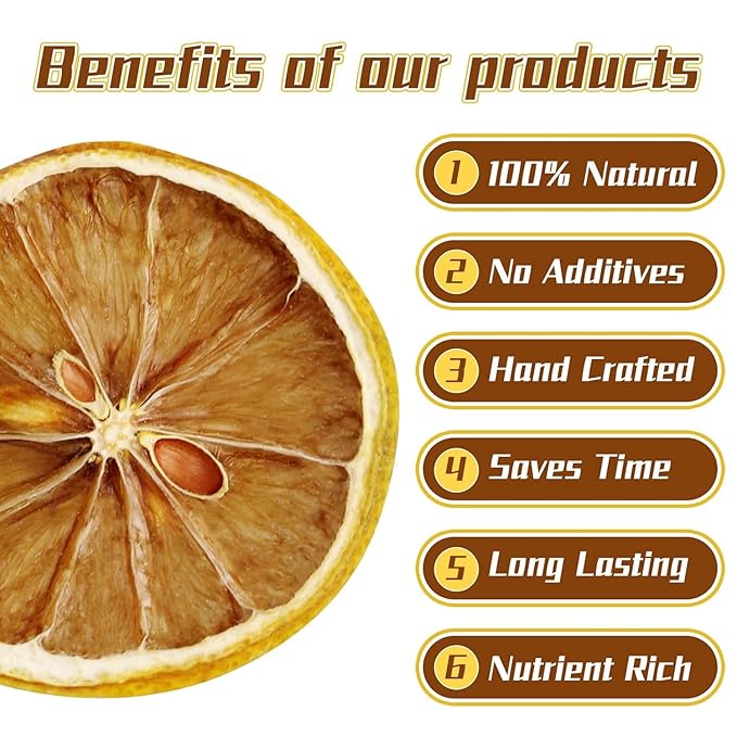 iGAOZM Dehydrated Dried Lemon Slices,3.52oz/100g,No Sugar Added,Natural Dried Lime Slices,Dehydrated Fruit for Cocktails Garnish,Craft Decoration,DIY