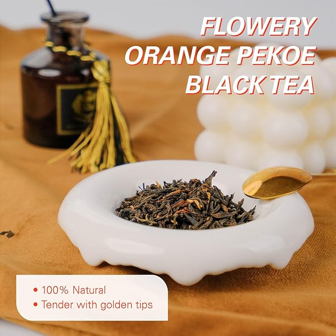 WT WEETEE Organic Black Tea Loose Leaf, 110+ Cups, Made of Flowery Orange Pekoe Black Tea Leaves, No Bitter & Rich Flavor, Premium Loose Leaf Black 228g /8oz
