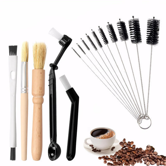 Espresso Machine Cleaning Brush - 15 PCS Long Handle Straw & Bottle Brush Kit, Flexible Scrubber