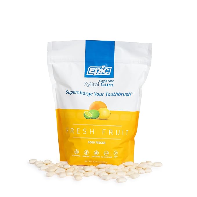 Epic 100% Xylitol Fresh Fruit Chewing Gum - Sugar Free, Aspartame Free Dental Gum - Supports Oral Health & Fresh Breath - 1000 Pieces