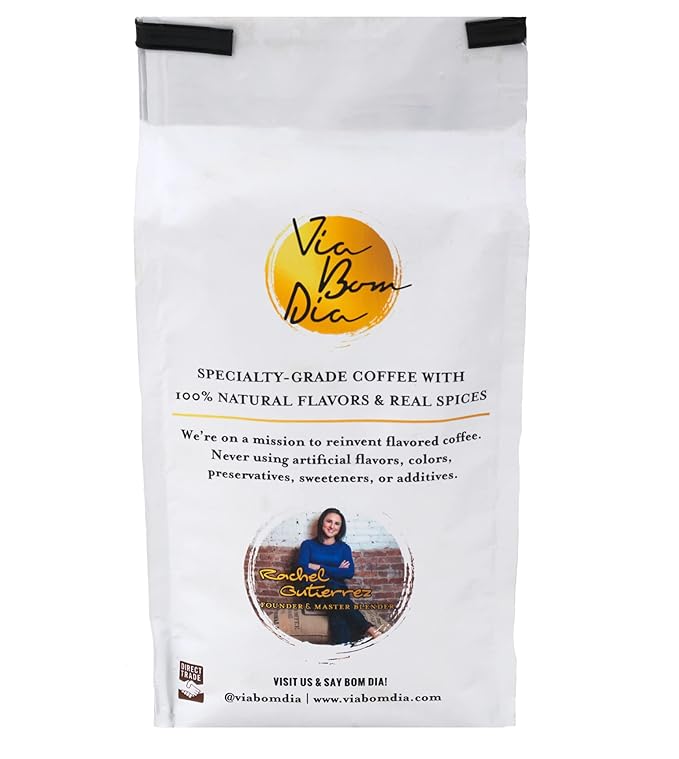 Via Bom Dia 100% Naturally Flavored Ground Coffee, Chocolate Mint, Medium Roast, No Artificial Flavors, 12 oz. Bag