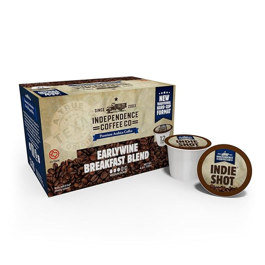 Independence Coffee Co. Earlywine Breakfast Blend, Medium/Dark Roast, Single Serve Coffee K Cup Pods, 12 Count