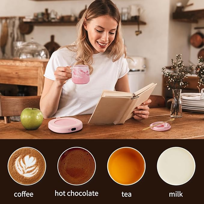 Coffee Mug Warmer & Not A Day Mug Set, Electric Cup Warmer for Desk Office Home, Beverage Warmer with 3 Temperature Setting, 8-Hours Auto Shut Off, Best Birthday Present Ideas for Women