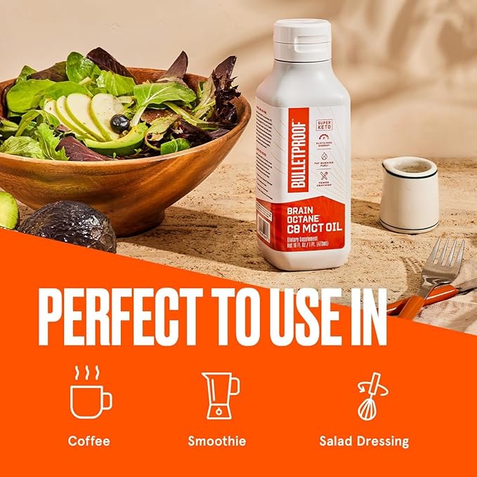 Bulletproof Brain Octane C8 MCT Oil, 16 Ounces (Pack of 3), Keto Supplements for Sustained Energy and Craving Support