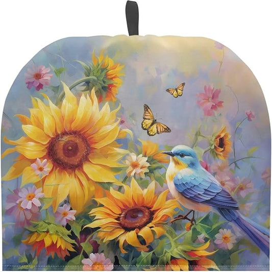 Hummingbird Sunflower Tea Cozies Soft Tea Cozy for Teapot Insulated for Women,Dust Proof Reusable Teapot Insulation Cover Breakfast Warmer