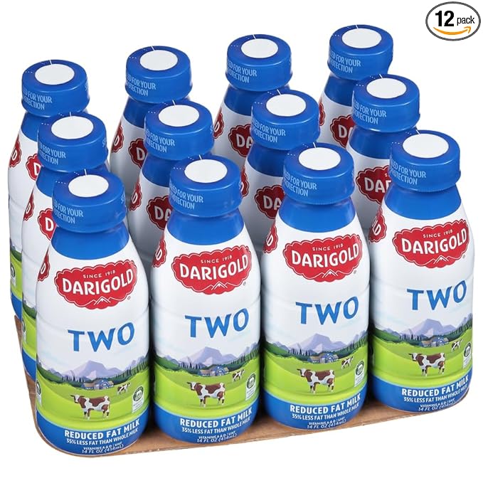 Darigold Milk 2 Percent, Reduced Fat Shelf Stable Milk with 12 Essential Nutrients, 15g Protein, rsBT Free - 14oz, 12 Pack (Two Percent)