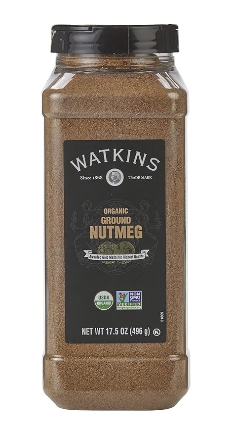 Watkins Gourmet Spice, Organic Ground Nutmeg, Bulk Food Service Size, 17.5 oz (Pack of 1)