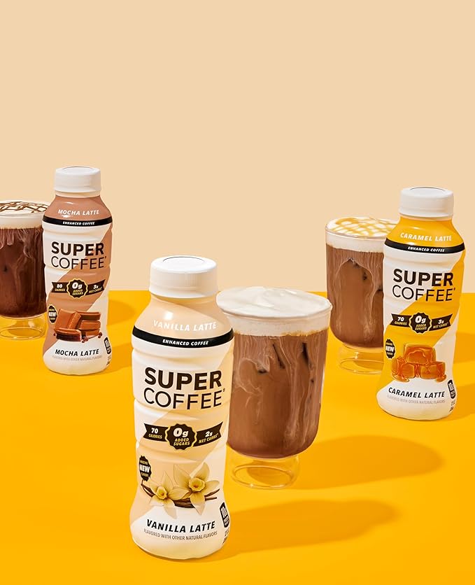 Super Coffee, Keto Protein Coffee, Pumpkin Pie Latte (12 Ounce Bottles, Pack of 12) - Low Net Carbs, No Added Sugar, Keto Friendly, 10g of Protein, Low Calorie, Iced Smart Coffee Drinks
