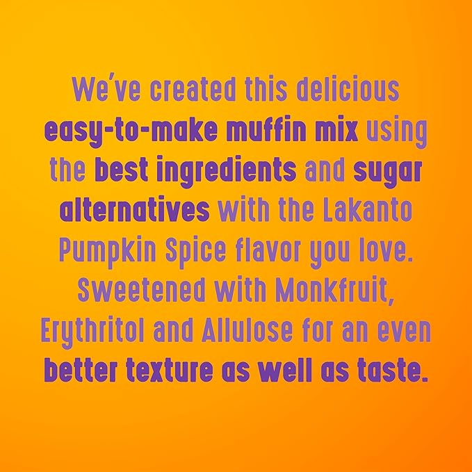 Lakanto Pumpkin Spice Muffin Mix - Sweetened with Monk Fruit, Allulose, Erythritol, Gluten Free, Nut Free, Fluffy, Great Tasting, Easy to Bake - Pumpkin Spice (9.9 Oz)