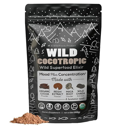 Organic Cocotropic Superfood Mushroom Hot Chocolate Mix, 8 oz | Non-GMO, Vegan, Gluten Free, Reishi