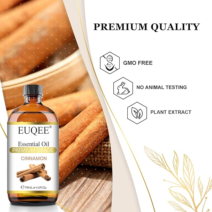 Cinnamon Essential Oil 118ml Pure Cinnamon Essential Oil for Diffuser, Aromatherapy, DIY Soap, Candle Making - 4 Fl.Oz