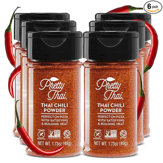 Pretty Thai Chili Powder - 1.7oz, Pack of 6 I Chili Seasoning Mix with Dried Thai Chili Flakes, Asian Cooking Spices for Authentic Thai Food, Add Heat without Overpowering the Palate, Spice Level 4.5 out of 5*
