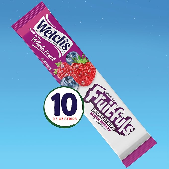 Welch?™s Absolute Fruitfuls Fruit Strips, Tasty Dried Fruit Snacks for School Lunches, Berry Medley, 0.5oz (Pack of 10)
