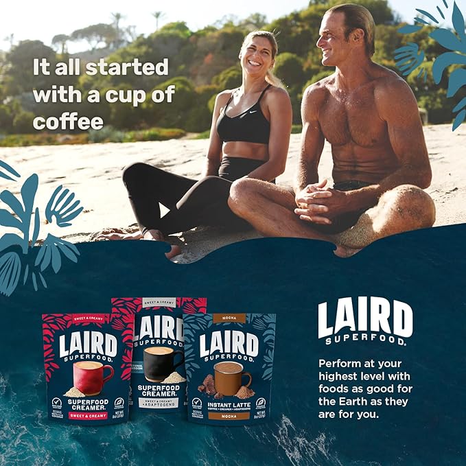 Laird Superfood Non-Dairy Original Superfood Vanilla Coconut Powder Coffee Creamer, Gluten Free, Non-GMO, Vegan, 8 oz. Bag, Pack of 1
