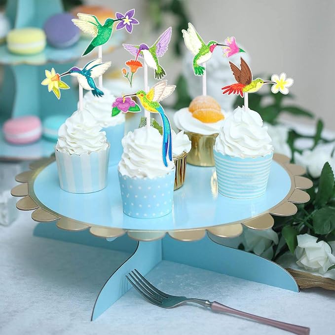18 Pcs watercolor Hummingbird Dessert Cupcake Toppers Set Bird animals Theme petBaby Shower Boys Girls Happy Birthday Party Decorations