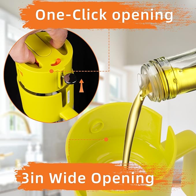 Oil Sprayer for Cooking, 2025 Large Advanced Olive Oil Dispenser Bottle,500ml/17oz Glass Olive Oil Sprayer,2 in 1 Even Spray with Portion Control for Kitchen, Air Fryer, Salad, BBQ - Yellow