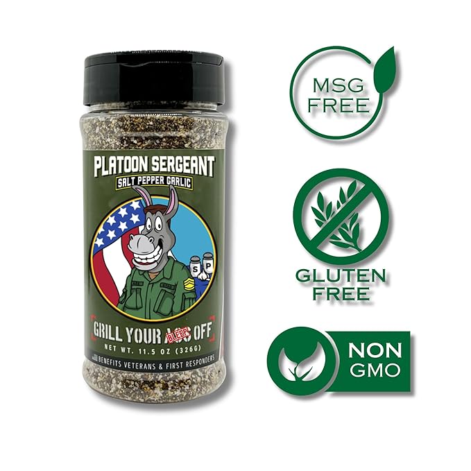 GYAO PSG Salt Pepper Garlic Seasoning – All-Natural BBQ Seasoning for Steak, Burgers, Pork & Chicken – MSG & Gluten -USA Made & 100% Veteran Owned