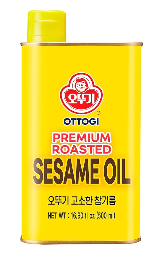 OTTOGI 100% Pure Premium Roasted Sesame Oil, Toasted to Perfection, Traditional Korean Style Oil, 500ml (16.90 fl oz)