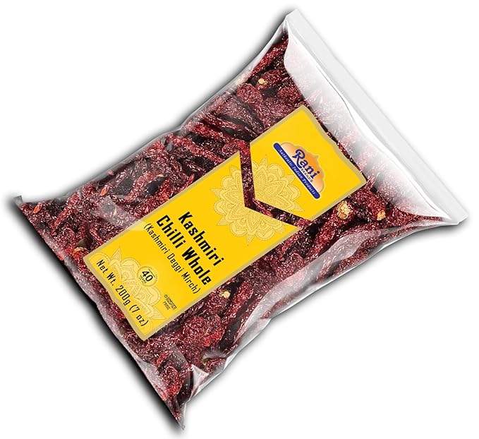 Rani Kashmiri Chilli Whole (Deggi Mirch, Low Heat) 7oz (200g) ~ Natural | Salt-Free | Vegan | No Colors | Gluten Friendly | NON-GMO | Kosher | Indian Origin