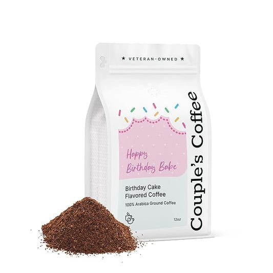 Couple?™s Coffee Ground Coffee | Gives Back to Military Families | Happy Birthday Babe | Medium Roast Birthday Cake Flavored Coffee | Made with 100% Arabica Beans | 12oz bag brews about 34 cups