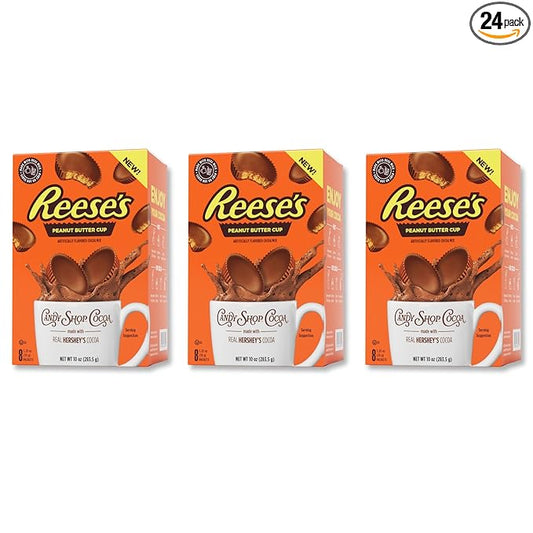 Candy Shop Cocoa REESE'S Peanut Butter Cup Cocoa Mix, Hot Chocolate, Make Hot or Iced Cocoa, Made With Real Milk, Gluten Free, 1.25 oz packet (24 count)