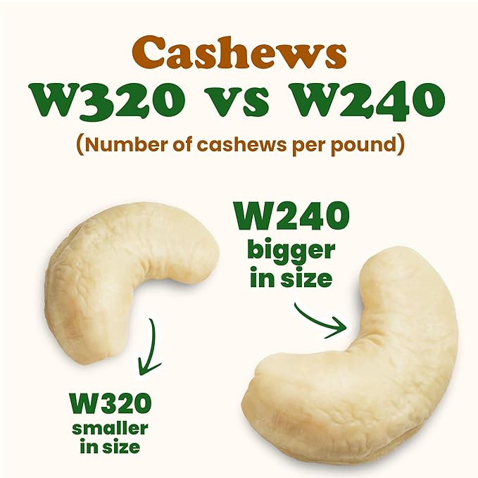 Food to Live Organic Cashews, 8 Pounds ??Whole, Size W-240, Unsalted, Non-GMO, Kosher, Raw, Vegan, Bulk