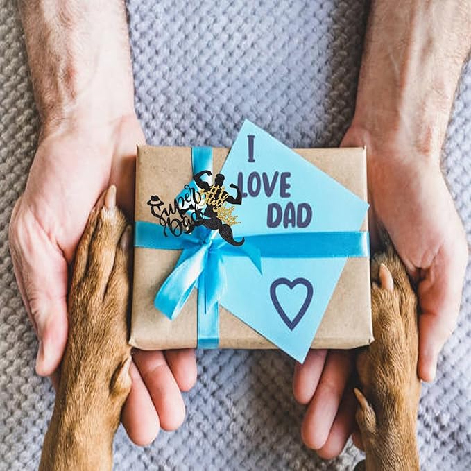 Wootkey Happy Father?쁲 Day Cake Topper Glittery 'Best Dad Ever' 25Pcs Black Gold Cupcake Toppers, Ideal for Father's Day & Men's Birthday Theme Cake Decorations Party Supplies
