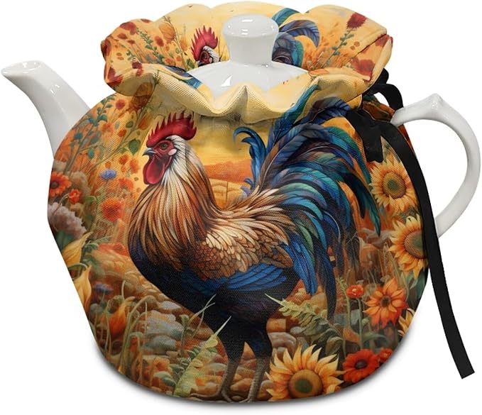 Rooster Kettle Cover for Dust Proof Teapot Insulated Sunflower Teapot Insulation Cover for Keeping Warm Tea Cup Warmer Cozy