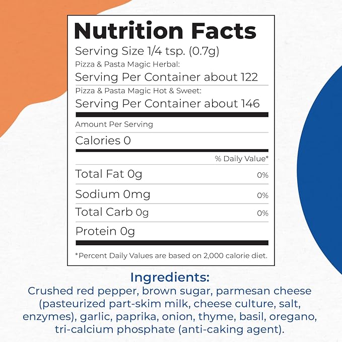 Chef Paul Magic Seasonings Blends Hot and Sweet Pizza and Pasta Magic | No Added Salt | Pizza Seasoning | Perfect for Pasta, Salad & Soups | Italian Seasoning | Pack of 1 Each