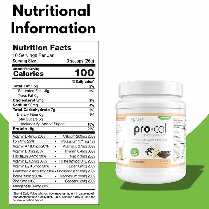 Pro-Cal Vanilla Meal Replacement Powder, 16.4 oz ??High Protein, Low Calorie Shake & Pudding Mix ??16 Servings, Delicious & Easy to Prepare ??Supports Healthy Weight Management, Vanilla