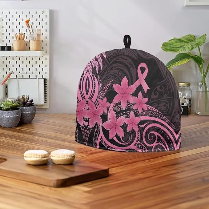 Pink Hibiscus Print Tea Cozy Creative Insulated Tea Cosy Extra Thick Home Kitchen Decoration Creative Gifts Dust Teapot Cover Kitchen Accessories for Travel